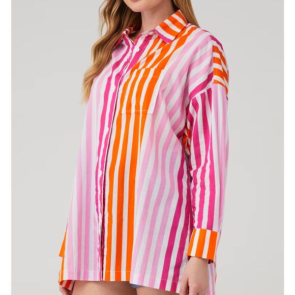 Beach Riot Alexa Button Down Shirt Size S/M Runs Large Long Sleeves 100% Cotton - Picture 1 of 10